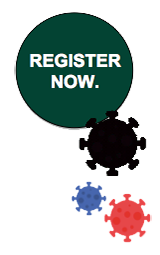 PHC register now circle icon with three covid virus icons 