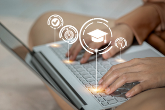 handing typing on laptop